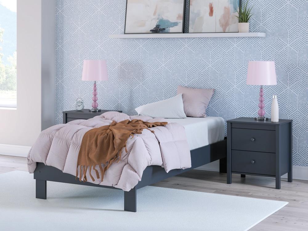 Signature Design by Ashley - Simmenfort Twin Platform Bed in Navy Blue - EB1528-111 veiw 2