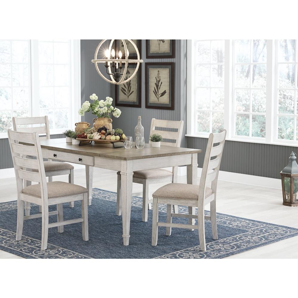 Signature Design by Ashley - Skempton Dining Table And 4 Chairs in White/Light Brown veiw 1