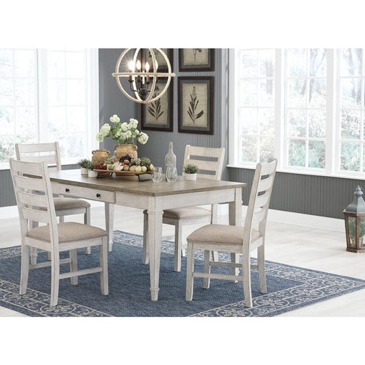 Signature Design by Ashley - Skempton Dining Table And 4 Chairs in White/Light Brown veiw 1