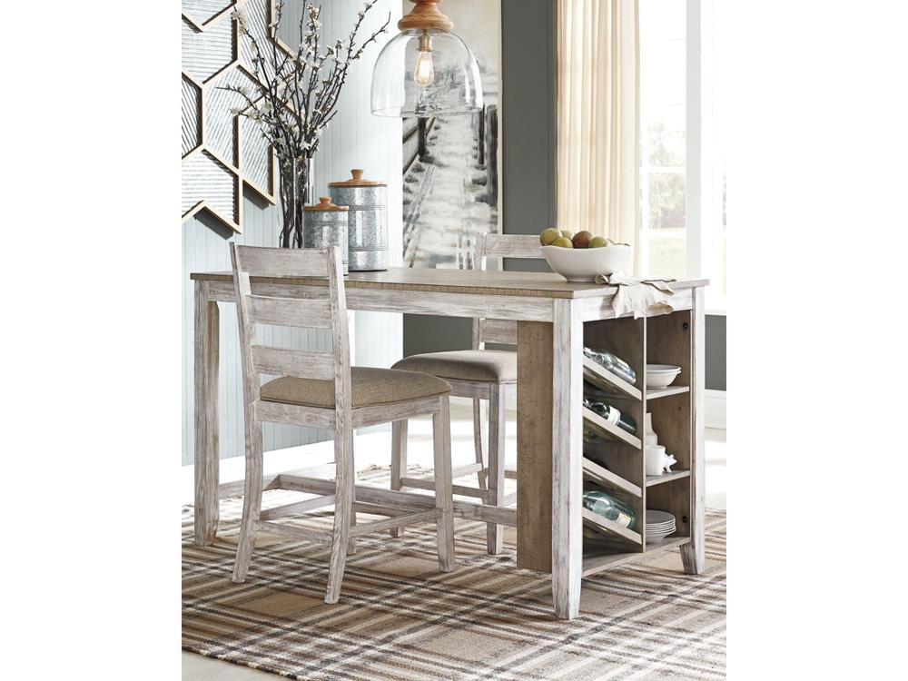 Signature Design by Ashley - Skempton RECT Counter Table w/Storage in White/Light Brown - D394-32 veiw 2