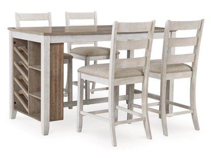 Signature Design by Ashley - Skempton RECT Counter Table w/Storage in White/Light Brown - D394-32 veiw 3