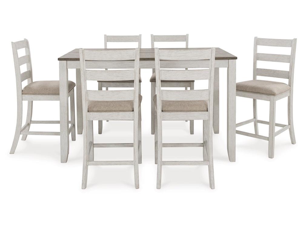 Signature Design by Ashley - Skempton Rect Drm Counter Table (Set of 7) in White/Light Brown - D394-423 veiw 1