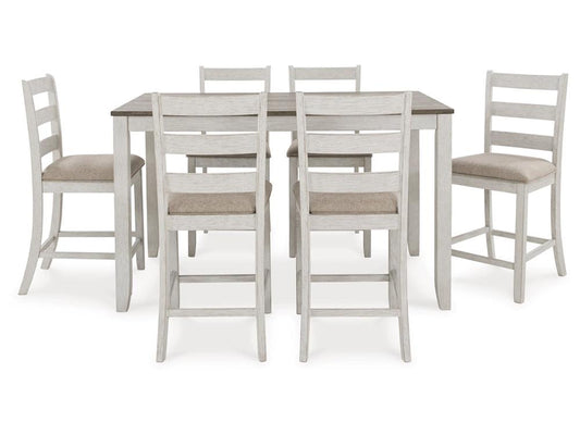 Signature Design by Ashley - Skempton Rect Drm Counter Table (Set of 7) in White/Light Brown - D394-423 veiw 1