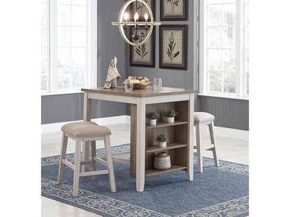 Signature Design by Ashley - Skempton Rect Drm Counter Tbl Set(Set of 3) in White/Light Brown - D394-113 veiw 2