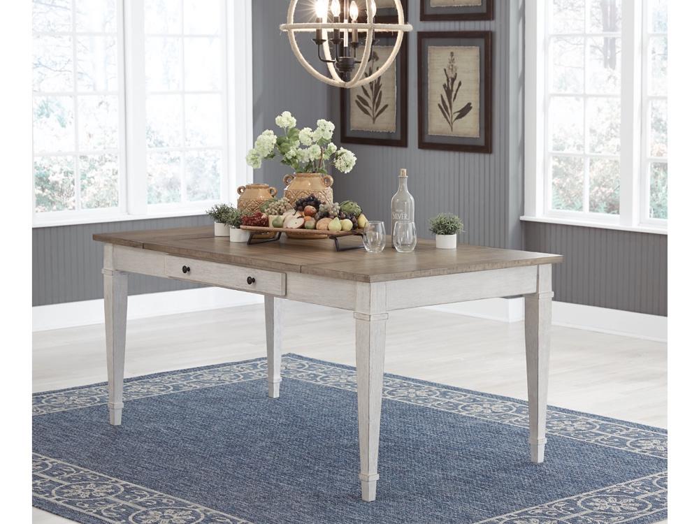 Signature Design by Ashley - Skempton RECT DRM Table w/Storage in White/Light Brown - D394-25 veiw 2
