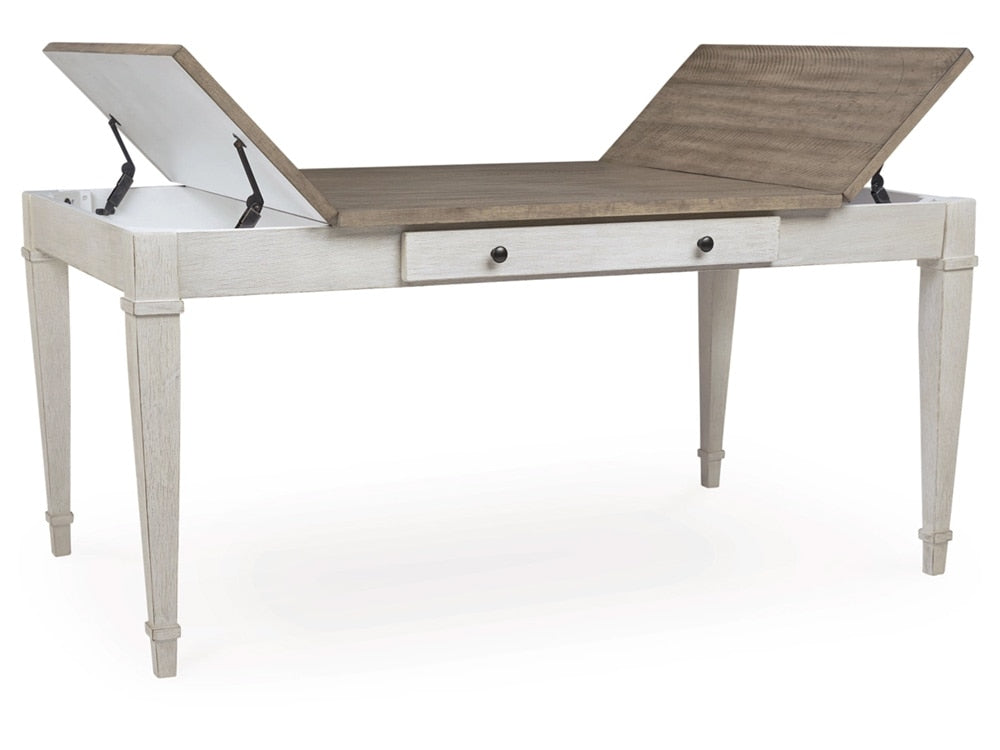 Signature Design by Ashley - Skempton RECT DRM Table w/Storage in White/Light Brown - D394-25 veiw 3