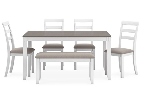 Signature Design by Ashley - Stonehollow Rect Drm Table (Set of 6) in White/Gray - D382-325 veiw 1
