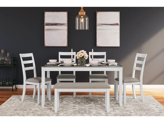 Signature Design by Ashley - Stonehollow Rect Drm Table (Set of 6) in White/Gray - D382-325 veiw 2