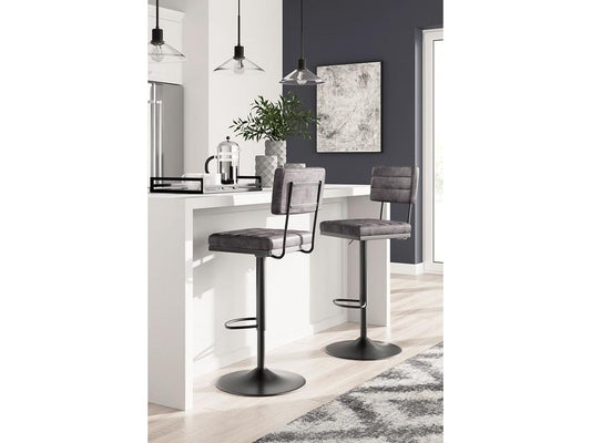 Signature Design by Ashley - Strumford Tall Swivel Barstool (Set Of 2) in Gray/Black - D119-630 veiw 2