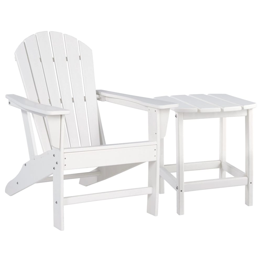 Signature Design by Ashley - Sundown Treasure Outdoor Chair With End Table in White veiw 1
