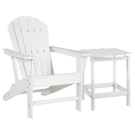 Signature Design by Ashley - Sundown Treasure Outdoor Chair With End Table in White veiw 1