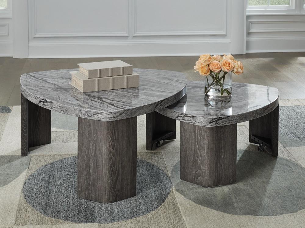Signature Design by Ashley - Surmour Stacked Cocktail Table in Gray/Brown - T600-0 veiw 2