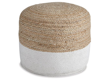 Signature Design by Ashley - Sweed Valley Pouf in Natural/White - A1000420 veiw 1