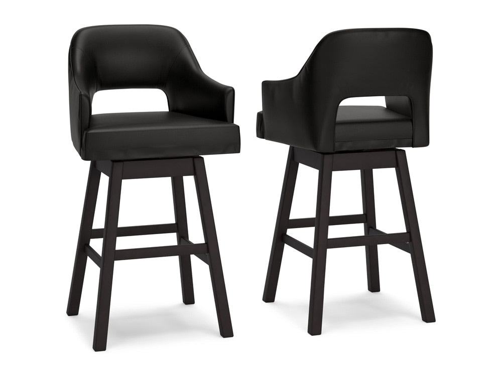 Signature Design by Ashley - Tallenger Tall Uph Swivel Barstool(Set Of 2) in Black/Dark Brown - D380-930 veiw 1