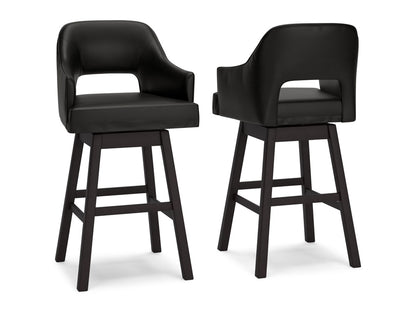 Signature Design by Ashley - Tallenger Tall Uph Swivel Barstool(Set Of 2) in Black/Dark Brown - D380-930 veiw 1