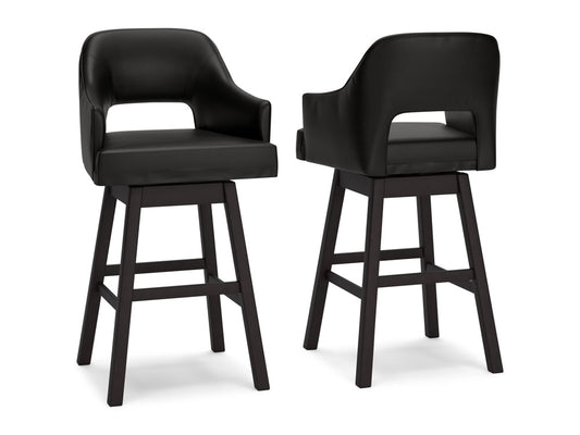 Signature Design by Ashley - Tallenger Tall Uph Swivel Barstool(Set Of 2) in Black/Dark Brown - D380-930 veiw 1