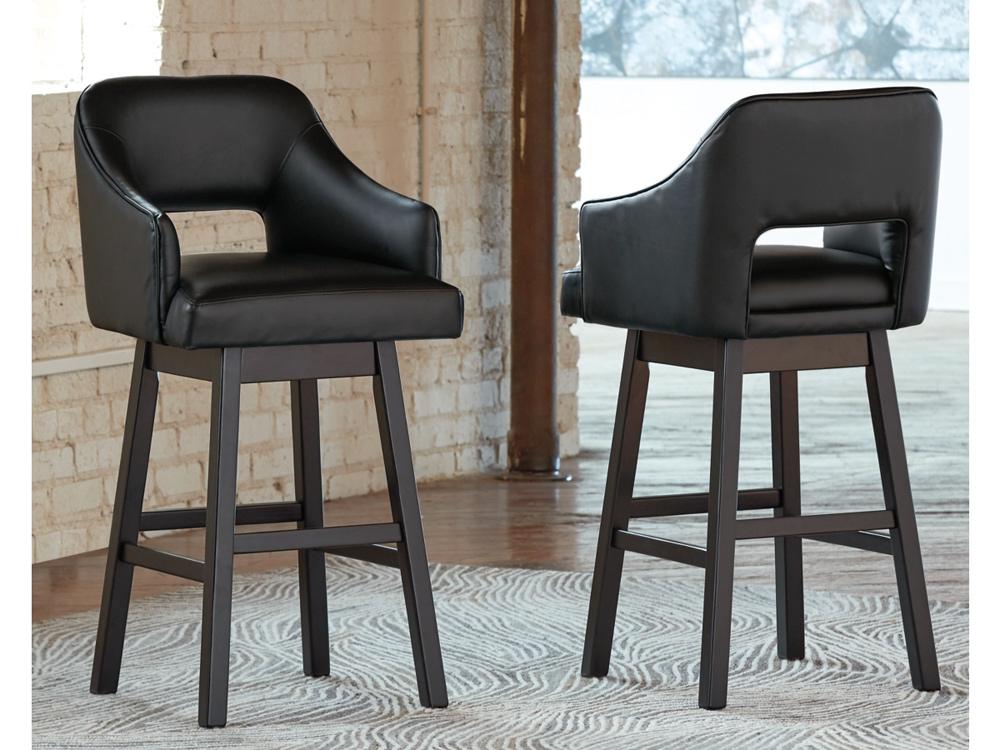 Signature Design by Ashley - Tallenger Tall Uph Swivel Barstool(Set Of 2) in Black/Dark Brown - D380-930 veiw 2