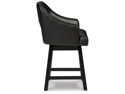 Signature Design by Ashley - Tallenger Uph Swivel Counter Height Stool (Set Of 2) in Black/Dark Brown - D380-924 veiw 4