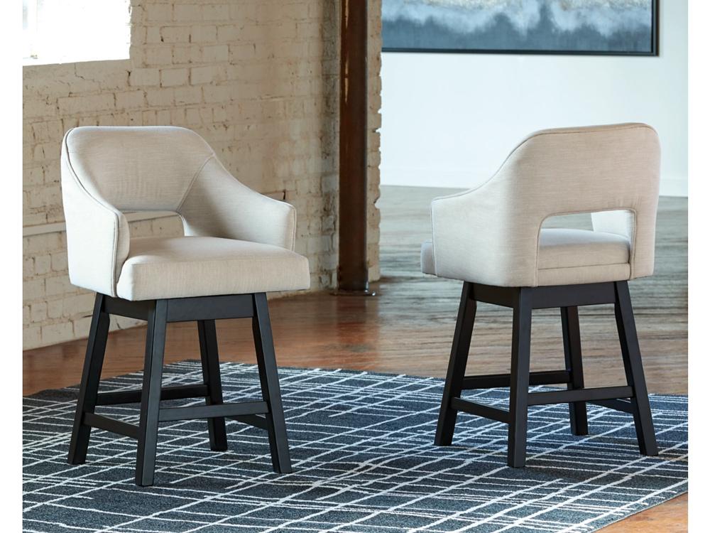 Signature Design by Ashley - Tallenger Uph Swivel Counter Height Stool (Set Of 2) in Linen/Brown - D380-724 veiw 2