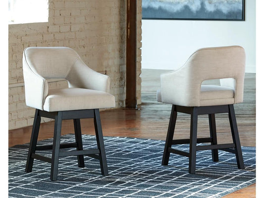 Signature Design by Ashley - Tallenger Uph Swivel Counter Height Stool (Set Of 2) in Linen/Brown - D380-724 veiw 2