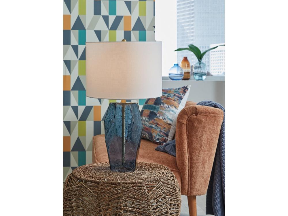 Signature Design by Ashley - Tallow Glass Table Lamp in Blue - L430854 veiw 2