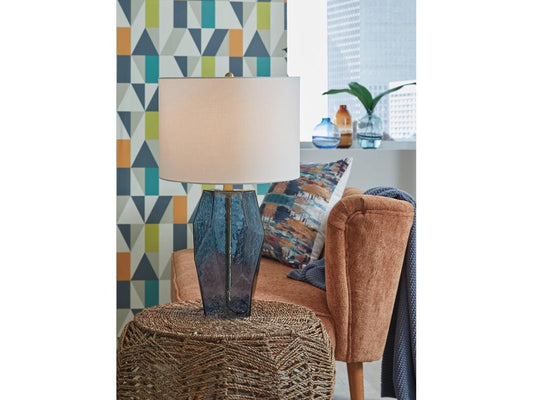 Signature Design by Ashley - Tallow Glass Table Lamp in Blue - L430854 veiw 2