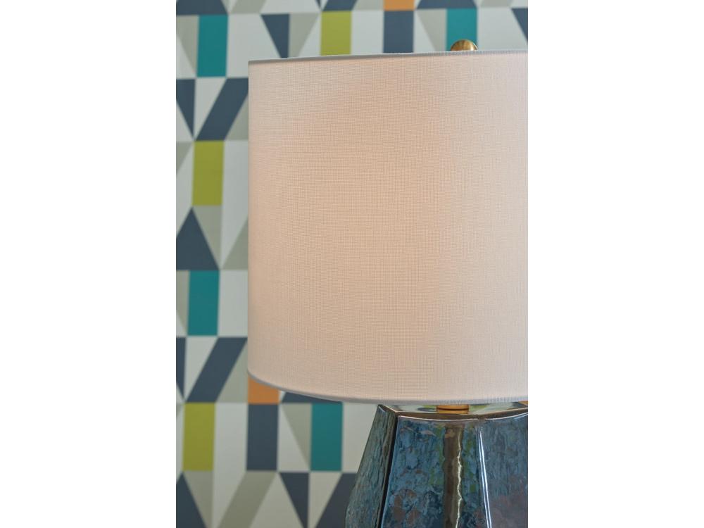 Signature Design by Ashley - Tallow Glass Table Lamp in Blue - L430854 veiw 3