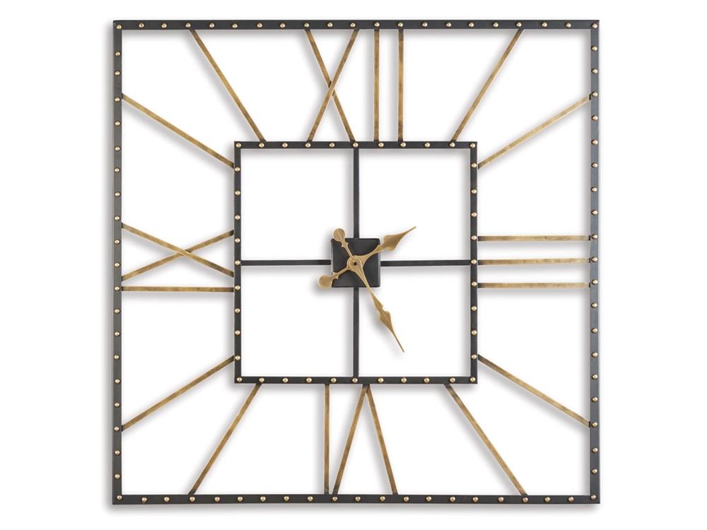 Signature Design by Ashley - Thames Wall Clock in Black/Gold Finish - A8010112 veiw 1