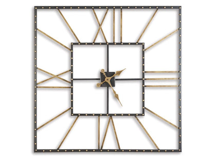 Signature Design by Ashley - Thames Wall Clock in Black/Gold Finish - A8010112 veiw 1