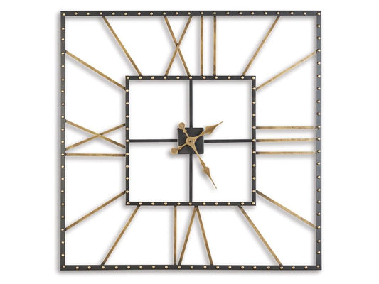 Signature Design by Ashley - Thames Wall Clock in Black/Gold Finish - A8010112 veiw 1