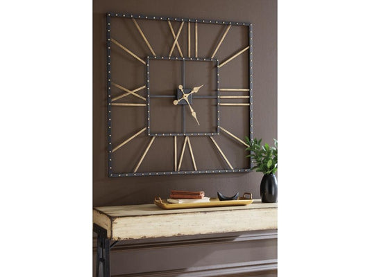 Signature Design by Ashley - Thames Wall Clock in Black/Gold Finish - A8010112 veiw 2