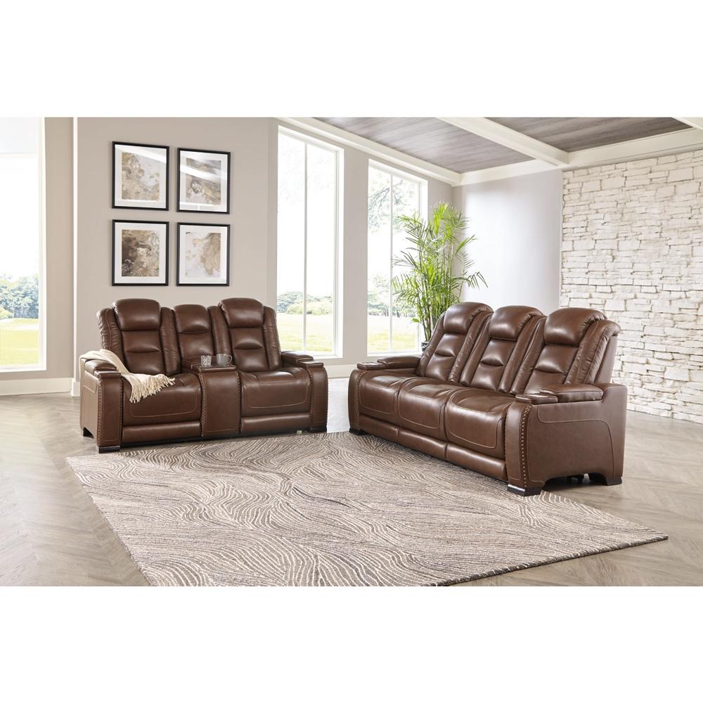 Signature Design by Ashley - The Man-Den Power Reclining Sofa & Loveseat in Mahogany veiw 1