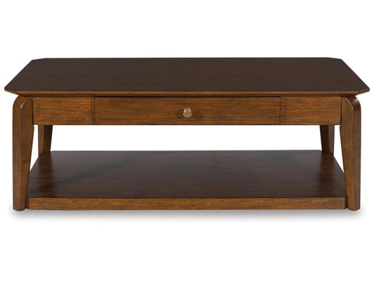 Signature Design by Ashley - Trenmour Rectangular Cocktail Table in Medium Brown - T596-1 veiw 1
