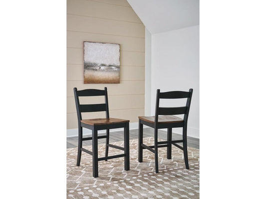 Signature Design by Ashley - Valebeck Barstool (Set Of 2) in Black/Brown - D546-724 veiw 2