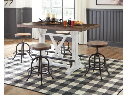 Signature Design by Ashley - Valebeck Rect Dining Room Counter Table in White/Brown - D546-13 veiw 2