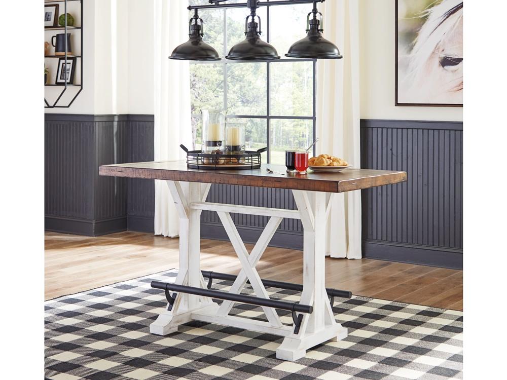 Signature Design by Ashley - Valebeck Rect Dining Room Counter Table in White/Brown - D546-13 veiw 3