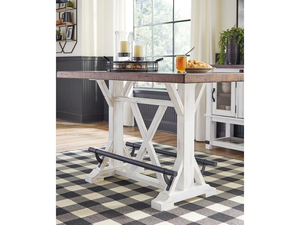 Signature Design by Ashley - Valebeck Rect Dining Room Counter Table in White/Brown - D546-13 veiw 4