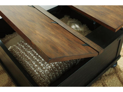 Signature Design by Ashley - Valebeck Square Lift Top Cocktail Table in Black/Brown - T468-00 veiw 3