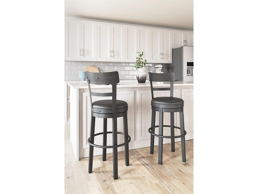 Signature Design by Ashley - Valebeck Tall Uph Swivel Barstool in Black - D546-630 veiw 2