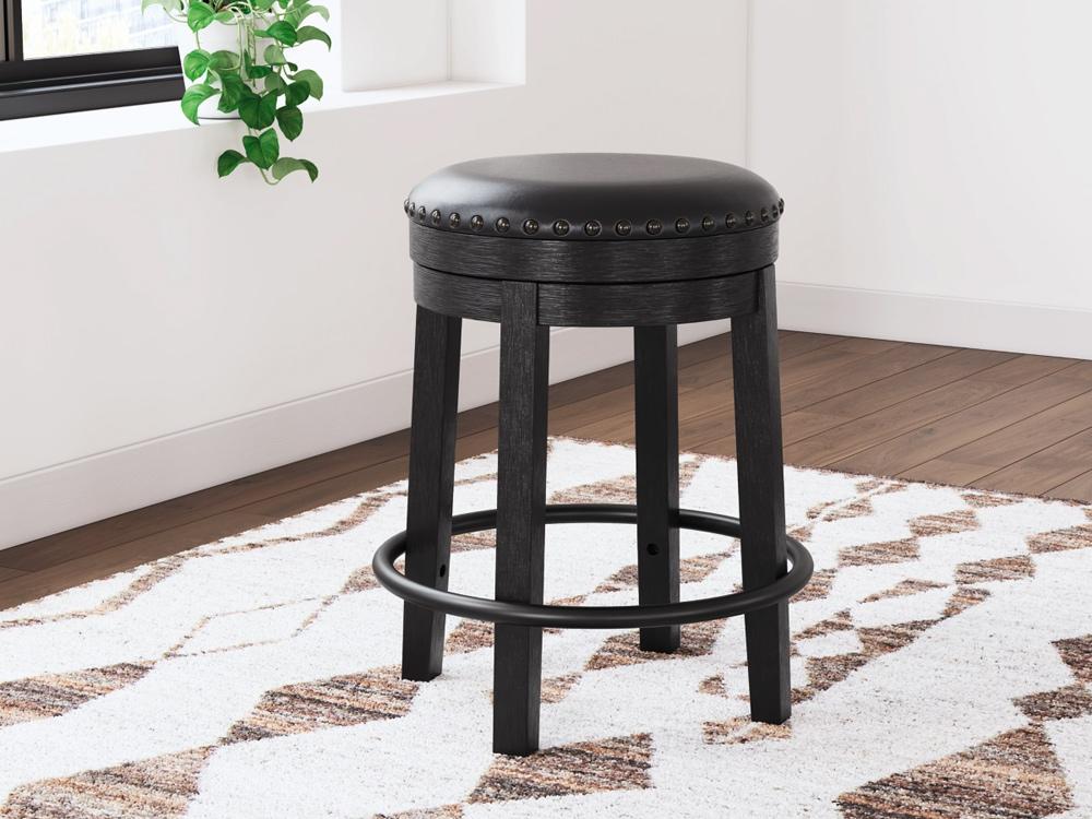 Signature Design by Ashley - Valebeck Uph Swivel Stool in Black/Brown - D546-824 veiw 2