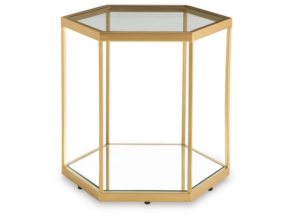 Signature Design by Ashley - Veerwick Accent Cocktail Table in Gold Finish - A4000661 veiw 1