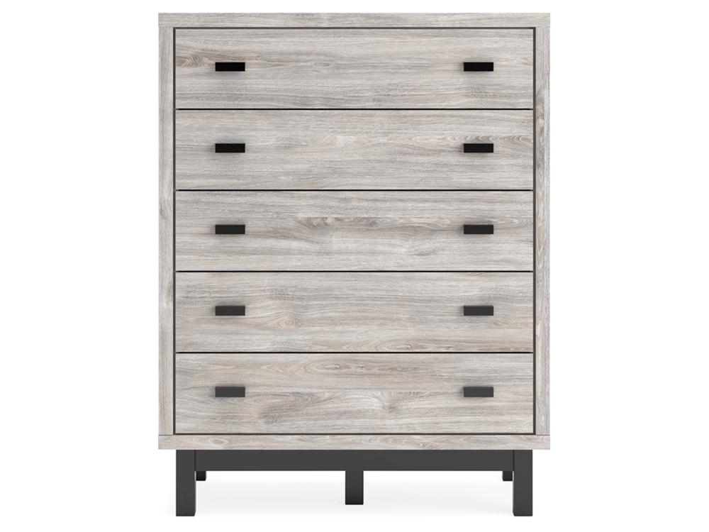 Signature Design by Ashley - Vessalli Five Drawer Wide Chest in Gray - B1036-345 veiw 1