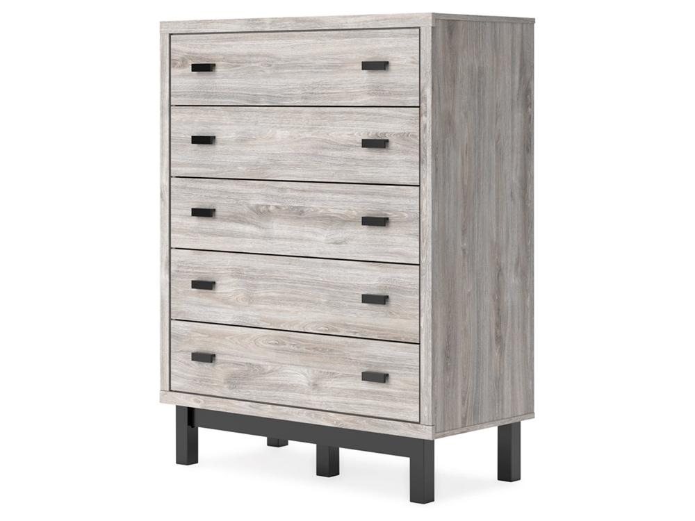 Signature Design by Ashley - Vessalli Five Drawer Wide Chest in Gray - B1036-345 veiw 3