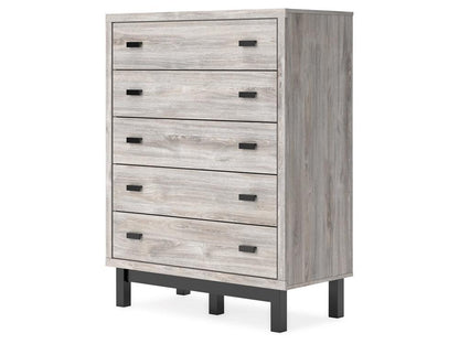 Signature Design by Ashley - Vessalli Five Drawer Wide Chest in Gray - B1036-345 veiw 3