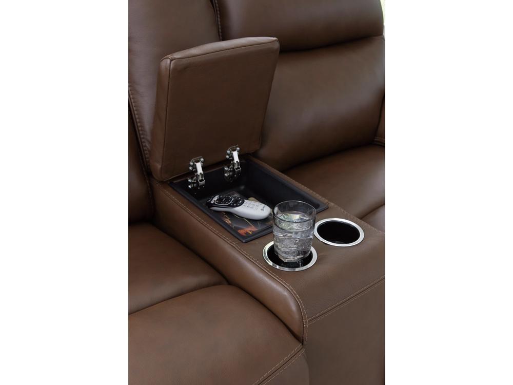 Signature Design by Ashley - VonRyan Pwr Rec Loveseat/Con/Adj Hdrst in Tobacco - U1040018 veiw 4