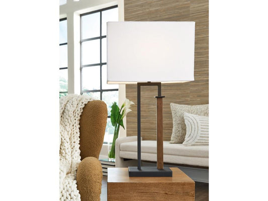 Signature Design by Ashley - Voslen Metal Table Lamp (Set of 2) in Black/Brown - L204554 veiw 2