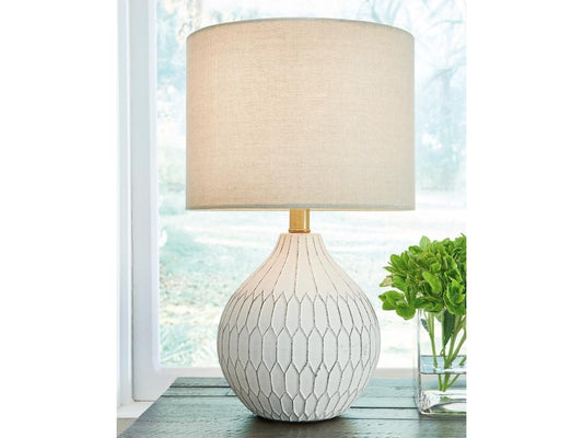 Signature Design by Ashley - Wardmont Ceramic Table Lamp in White - L180094 veiw 2