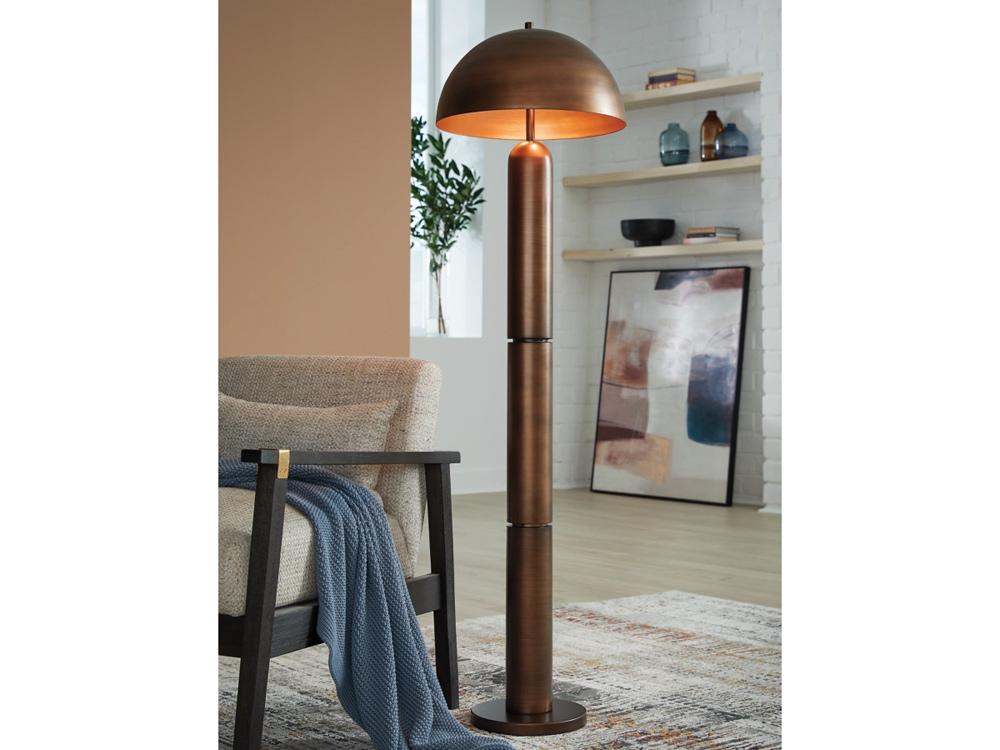 Signature Design by Ashley - Wendfield Metal Floor Lamp in Antique Copper Finish - L208431 veiw 2