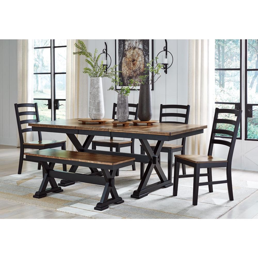 Signature Design by Ashley - Wildenauer Dining Table, 4 Chairs And Bench in Brown/Black veiw 1