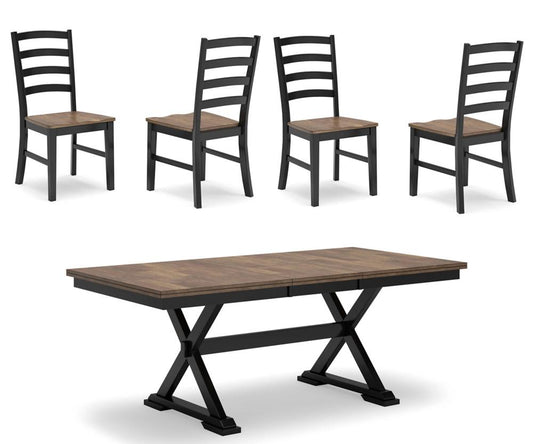Signature Design by Ashley - Wildenauer Dining Table And 4 Chairs in Brown/Black veiw 1